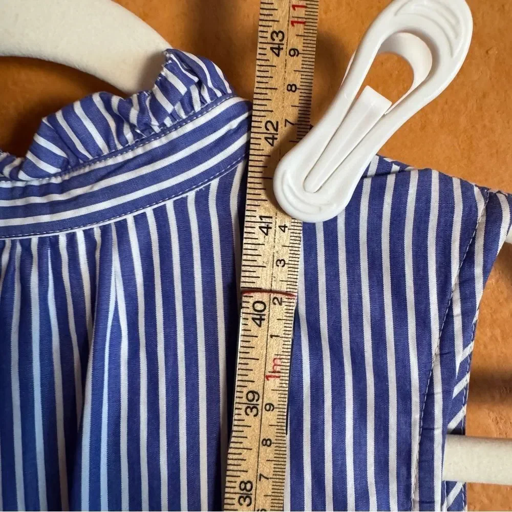 J.Crew Blue White Stripe Tiered Cotton Midi Dress Size S Coastal Preppy